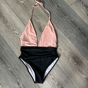 Cupshe low cut open back one piece swim suit